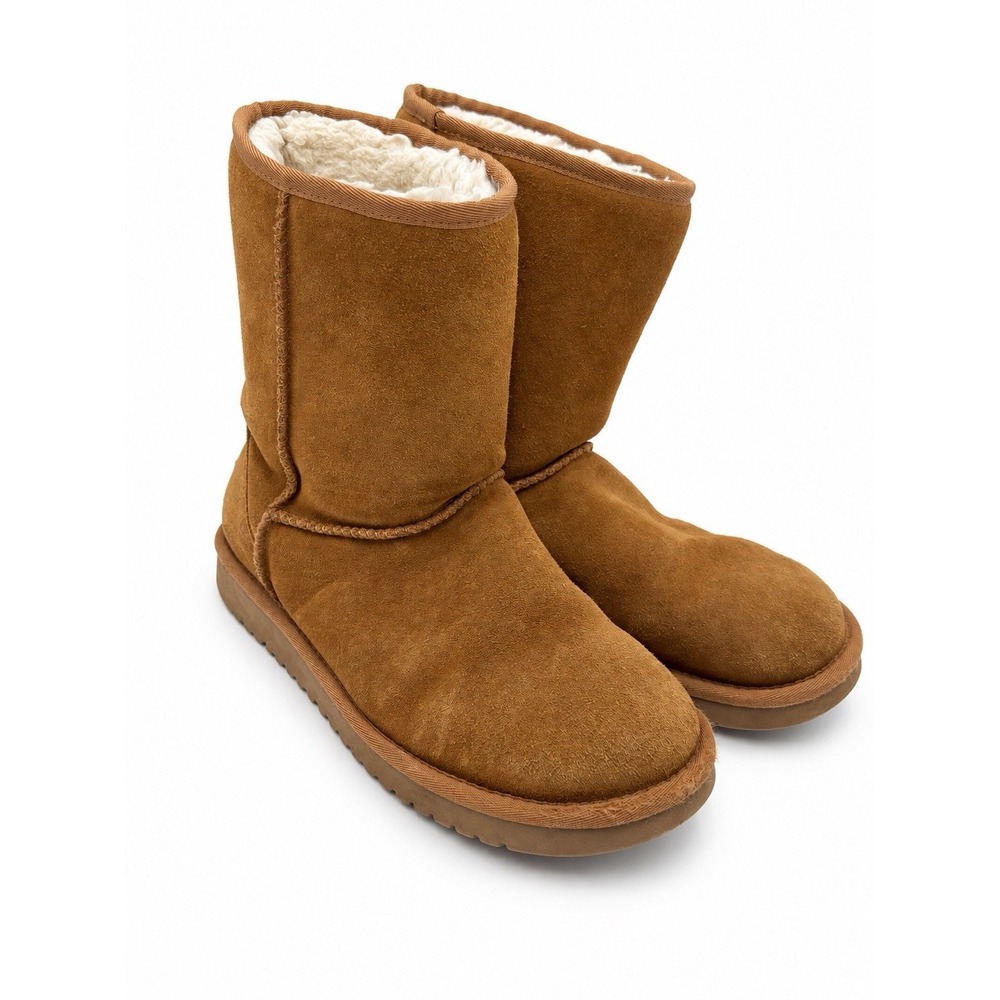 Koolaburra by UGG Koola Short Boots Women's 8 Chestnut Suede Fur Lined 1017090